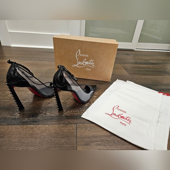 NIB CHRISTIAN LOUBOUTIN DEBOUT CONDORAPIK 100 VINYL & BLK PATENT PUMP- SIZE 40 - Picture 10 of 12